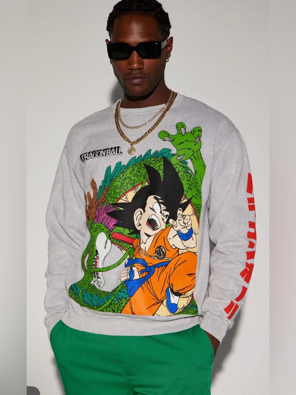 Gray Dragon Ball Graphic Crewneck Sweater